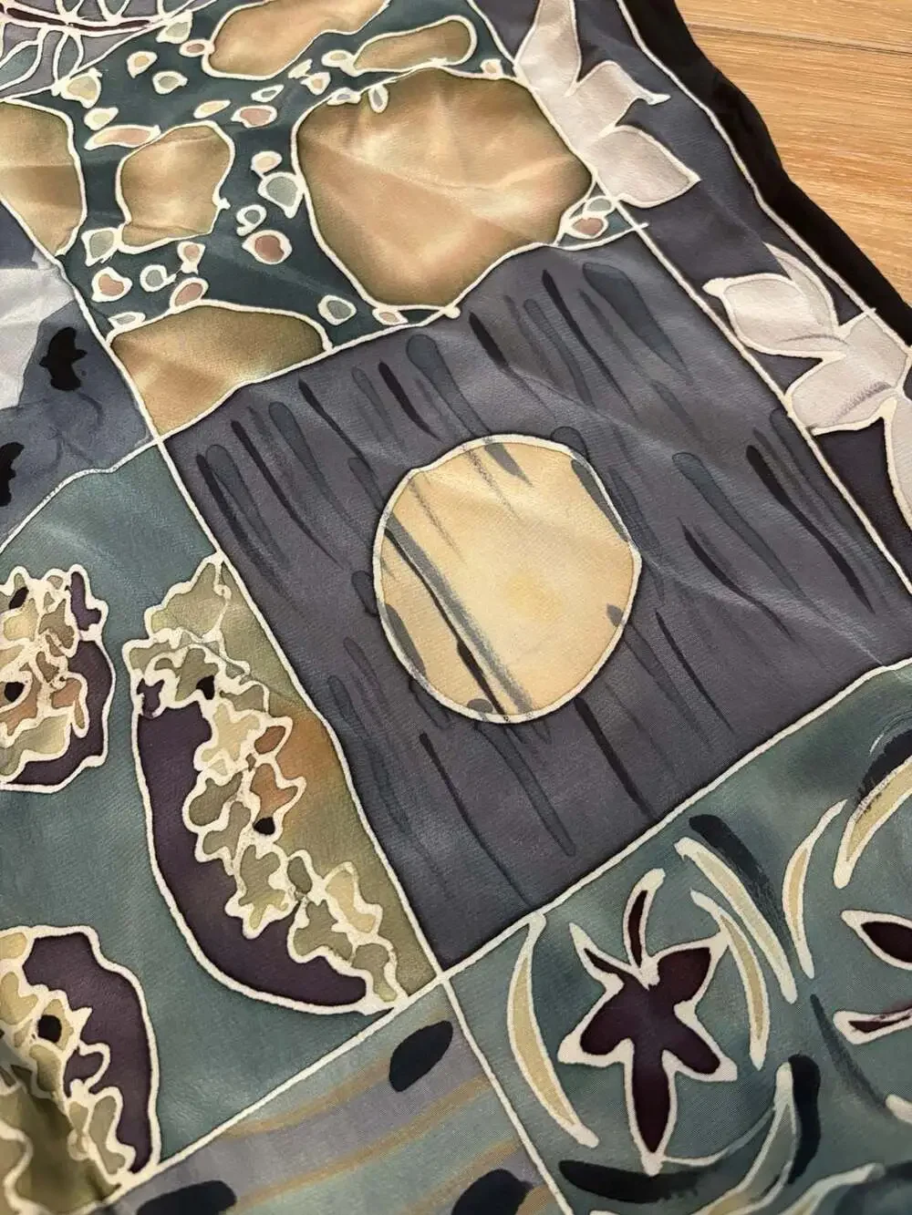 Cynthia MacCollum Silk Patchwork Scarf with Nature Prints